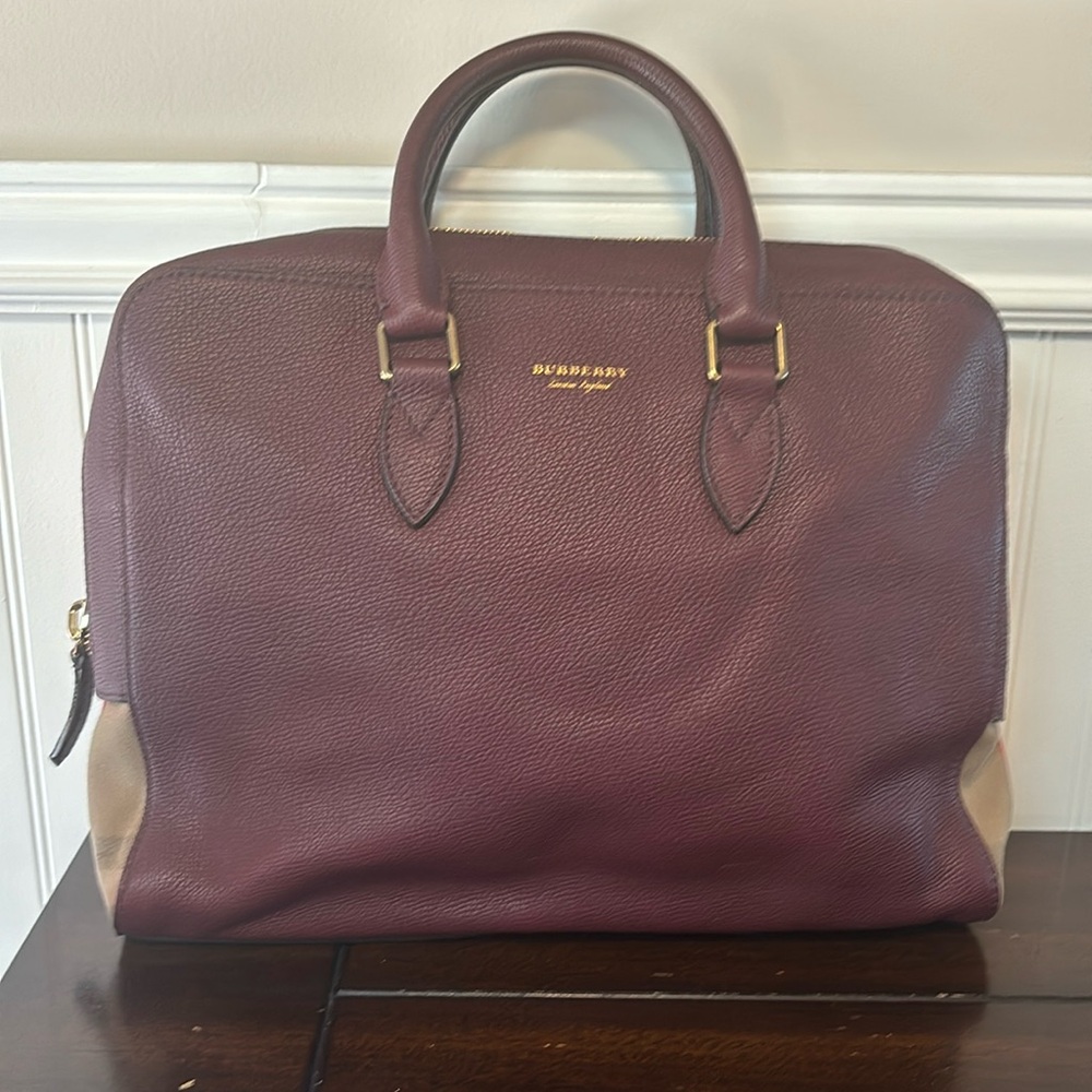 Burberry vintage attaché portfolio. Oxblood tote